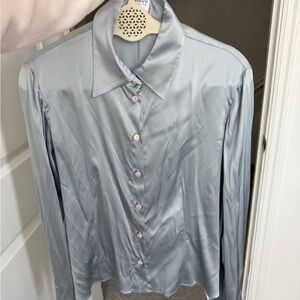 Silky baby blue Button-Up Shirt